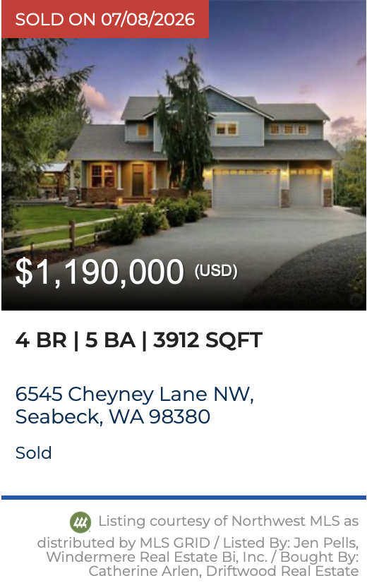 Cheyney Lane NW in Seabeck, WA sold by Jen Pells of Windermere